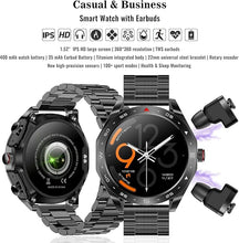 Load image into Gallery viewer, Smart Watch with Earbuds for Android iPhone,1.52 inch IPS Fitness Tracker,All-in-one Smartwatches Long Time Standby TWS Music Watch for Men Women
