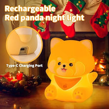 Load image into Gallery viewer, Cute Red Panda Lamp, LED Squishy Animal Night Light for Kids Sleep, Breastfeeding Nursery Nightlight for Room Decor, Rechargeable Bedside Touch Silicone Lamp, Unique Dorm Decor Gift Toy
