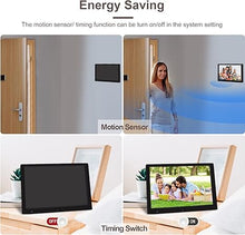 Load image into Gallery viewer, 10.1 Inch Digital Picture Frame with 32GB USB Flash Drive, KECAG 1920x1080 HD IPS Screen Digital Photo Frame, Motion Sensor, Video, Music, Share Moments via SD Card or USB, with Remote Control
