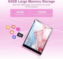 Load image into Gallery viewer, MP3 Player Bluetooth 5.3, SWOFY 64GB Mp3 Music Player with Touch Screen, Portable Digital Audio Player with HD Speaker FM Radio, Support up 128GB Pink
