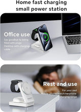 Load image into Gallery viewer, Upgraded 3-in-1 Wireless Charger for iPhone,Travel Magnetic Charger Stand Nightlight Foldable Wireless Charging Station Compatible with Magsafe Charger&amp;iPhone 16/15/14/13/12,Apple Watch&amp;AirPods(White)
