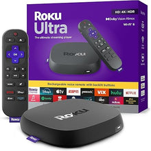Load image into Gallery viewer, Roku Ultra 2024 - Ultimate Streaming Player - 4K Streaming Device for TV with HDR10+, Dolby Vision &amp; Atmos - Bluetooth &amp; Wi-Fi 6- Rechargeable Voice Remote Pro with Backlit Buttons - Free &amp; Live TV
