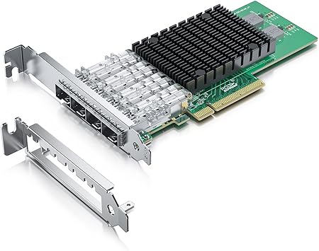 4 Port SFP+ PCIe NIC 10Gb Converged Network Adapter for Intel X710-DA4, with Intel XL710-BM1 Controller, PCIe 3.0 X8, Quad SFP+ Ports (X710DA4FH), Support Windows Server/Linux/VMware ESXi/FreeBSD/UEFI