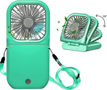 Load image into Gallery viewer, Portable Neck Fan Mini Quiet Handheld Personal Foldable USB Rechargeable Fan Operated for Home Office Outdoor Travel, 3000mAh Power Bank Hands Free Necklace Fans (Green)
