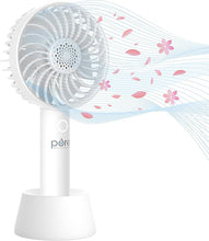 Load image into Gallery viewer, Pure Enrichment® PureBreeze™ Personal Handheld Fan with Base - 3 Fan Speeds, Built-In Rechargeable Lithium-Ion Battery, Lightweight Portable Design, Soothing Optional Aromatherapy Tank, USB Charger
