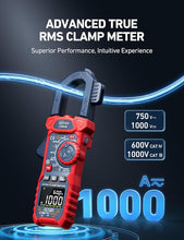 Load image into Gallery viewer, AstroAI Inrush Digital Clamp Meter Multimeter 1000A TRMS 6000 Counts, Amp Voltage Tester with VFD, LOZ Mode; Measures AC/DC Current Voltage Temperature Resistance Capacitance Frequency Continuity NCV
