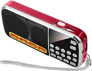 Small Radios Portable AM FM,Battery Powered Radio,Support USB Flash Disk/Micro SD Card MP3 Playback,Digital Buttons,Bass Diaphragm Pocket Radio with Excellent Reception and Sound Quality