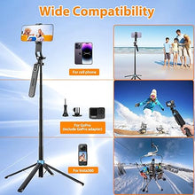 Load image into Gallery viewer, Eocean 71" Tall Selfie Stick Tripod Quadripod with Remote &amp; with 360° Ballhead, Aluminum Alloy Extendable Cell Phone Tripod Stand, Travel Tripod Phone Holder Compatible with iPhone/Android/GoPro
