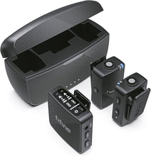 Load image into Gallery viewer, FIFINE Wireless Lavalier Microphone for iPhone/Android/Camera, 2 Pack Cordless Lapel Mic System for Vlog Recording Video YouTube/TikTok Interview, Condenser Clip-On Microphone with Charging Case-M9
