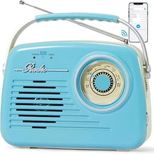 Load image into Gallery viewer, Portable Am Fm Radios, Radio Bluetooth Support Battery Operated or Plug in Wall for Home/Outdoor, Strong Reception &amp; Sound, Large Dial Easy to Use, Gifts for Seniors Elderly (Blue)

