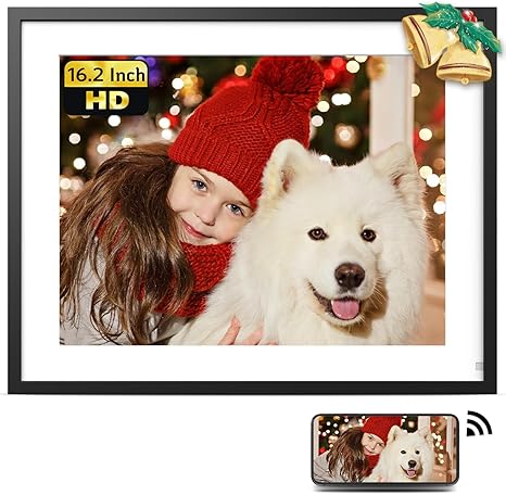 NexFoto 16.2 Inch Large Digital Picture Frame WiFi 32GB, Digital Photo Frame Large with HD IPS Touch Screen, Remote Control, Auto-Rotate, Share Photos Video via App & Email, Gifts for Mom Men