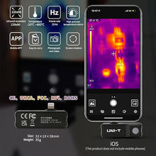 Load image into Gallery viewer, UNI T UTi120MS Thermal Camera for iPhone iOS, Infrared Cameras Thermal Imaging, 120X90 IR Resolution,Thermal Imager,-4°F~1022°F Temperature Range,25Hz Frame Rate,Support Video Recording
