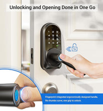 Load image into Gallery viewer, Veise Smart Lock, Keyless Entry Door Lock with Handle, APP Control Fingerprint Door Lock, 7-in-1 Smart Locks for Front Door, Electronic Digital Lock with Keypad, Front Door Lock Set, Matte Black
