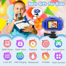 Load image into Gallery viewer, Agoigo Kids Waterproof Camera Toys for 3-9 Year Old Boys Girls Christmas Birthday Gifts HD Children&#39;s Digital Action Camera 2 Inch Screen with 32GB Card (Dark Blue)
