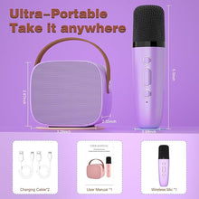 Load image into Gallery viewer, Karaoke Machine for Kids,Portable Bluetooth Speaker with Wireless Microphone, Gifts Toys for Girls 4, 5, 6, 7, 8, 9, 10 +Year Old Birthday Family Home Party(Purple)
