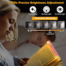 Load image into Gallery viewer, Book Reading Light,Silent Touch Book Lamp for Reading in Bed,Rechargeable Clip on Booklight with 3 Amber Colors &amp; 7 LEDs Precise Dimming for Eye Caring Night Reading,Book Lovers,Kids,Pink
