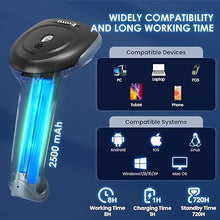 Load image into Gallery viewer, Eyoyo 2D Bluetooth Barcode Scanner Wireless, 2500mAh Handheld Cordless USB Wired QR Bar Code Reader for Library, Warehouse Inventory Compatible with iPad, Android Phone, iPhone, Laptop
