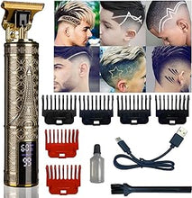 Load image into Gallery viewer, Hair Clippers for Men, Zero Gapped T-Blade Hair Trimmer with 3 Speed Adjustment LED Display, Rechargeable Cordless Grooming Kit for Men
