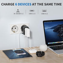 Load image into Gallery viewer, EPICKA Universal Travel Adapter, International Power Plug Adapter with 3 USB-C and 2 USB-A Ports, All-in-One Worldwide Wall Charger for USA EU UK AUS (TA-105C, Black)
