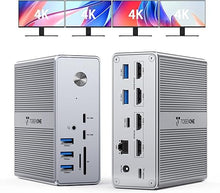 Load image into Gallery viewer, TobenONE DisplayLink Docking Station 4 Monitor with 4 HDMI, 18-in-1 Quad/Triple 4K@60Hz Display Dock with 120W Power Supply for Thunderbolt 5/4/3, USB4, USB-C Windows, MacBook(8 USB, Ethernet, etc)
