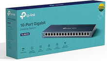 Load image into Gallery viewer, TP-Link 16 Port Gigabit Ethernet Network Switch, Desktop/ Wall-Mount, Fanless, Sturdy Metal w/ Shielded Ports, Traffic Optimization, Unmanaged (TL-SG116) Black
