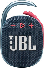 Load image into Gallery viewer, JBL Clip 4, Blue/Coral - Portable Bluetooth 5.1 Speaker - Up to 10 Hours of Play - Waterproof &amp; Dust Resistant - Includes Noise &amp; Echo-Canceling Speakerphone
