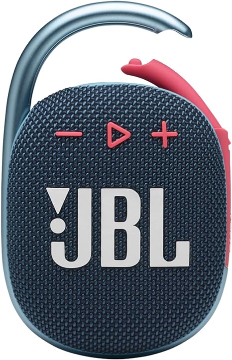 JBL Clip 4, Blue/Coral - Portable Bluetooth 5.1 Speaker - Up to 10 Hours of Play - Waterproof & Dust Resistant - Includes Noise & Echo-Canceling Speakerphone