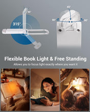 Load image into Gallery viewer, DEWENWILS Book Reading Light, Rechargeable Booklight for Reading at Night, Clip on LED Book for Kids, Bookworms, Blue Light Blocking, 4 Brightness Adjustable for Eye Care (White)
