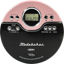 Load image into Gallery viewer, Studebaker SB3703PBB Joggable Personal CD/MP3 Player with Bookmark Feature and FM PLL Radio - Pink &amp; Black
