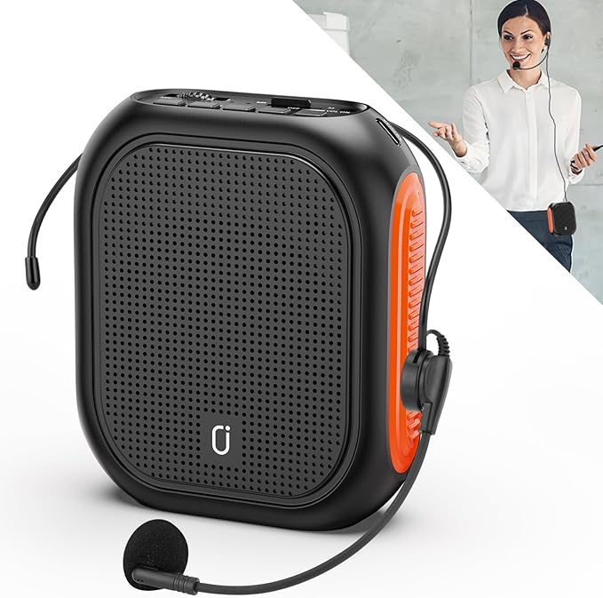 JYX Voice Amplifier for Teacher with Wired Microphone Headset and Waistband, PA System Support MP3,AUX in,REC for Teaching,Meeting,Presentation