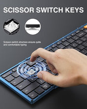 Load image into Gallery viewer, ProtoArc Foldable Bluetooth Keyboard, XK01 Folding Wireless Portable Keyboard with Number Pad, Full-Size Travel Keyboard for Windows iOS Android Tablet Smartphone Laptop PC - Dark Blue

