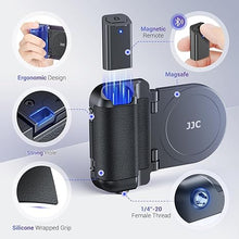 Load image into Gallery viewer, JJC Magnetic Phone Camera Grip Handle with Wireless Shutter Remote, Magsafe Camera Handle Bluetooth Bracket for iPhone Android Smartphone with 1/4” Tripod Screw for Video Photo Shooting (Black)
