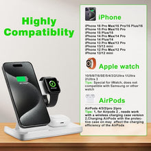 Load image into Gallery viewer, Magnetic 3 in 1 Wireless Charging Station for Magsafe iPhone 12-16 Series, Charging Station for Multiple Devices, Mag-Safe Wireless Charger Stand for Apple Watch 2-10 Series/SE/Ultra &amp; AirPods 3/2/Pro
