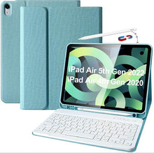 Load image into Gallery viewer, KBCASE for iPad Air 5th/4th Generation Case with Keyboard, Keyboard Case for iPad Air 11-inch (M2) 2024/for iPad Pro 11 2018, Detachable Bluetooth Keyboard Tablet Case with Pencil Holder (Lake Blue)
