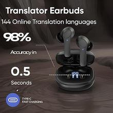 Load image into Gallery viewer, Language Translator Earbuds, Translation Earbuds, Two-Way Translator Pods with 144 Languages Accents Real Time for iOS and Android, for Travel Business Communication (Black)
