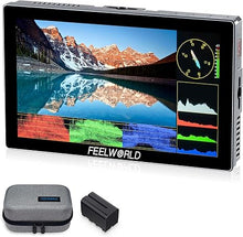 Load image into Gallery viewer, FEELWORLD P6X 5.5 inch 1000nit Aluminium Camera Field DSLR Monitor with F750 4400mAh Battery and Bag Touchscreen High Brightness Portable Waveform HDR 4K HDMI Input and Output 3D LUT Out Weight 249g
