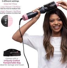 Load image into Gallery viewer, Milano Collection Hot Air Hair Brush Dryer, Quick &amp; Easy Styling, Hair Volumizer for Human Hair Wigs &amp; Natural Hair, Lightweight Round-Shaped Barrel Blow Dry Brush, Black
