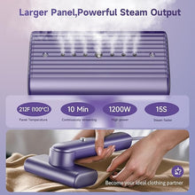 Load image into Gallery viewer, Steamer for clothes, Handheld Travel Steamer for Fabric Clothing Wrinkles, 1.2 lbs Lightly, 15s Fast Heat-up Portable Garment Steamer, 1200W Light Mini Steam Iron for Home, Office and Travel (Purple)
