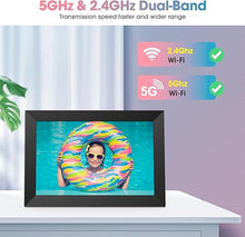 Load image into Gallery viewer, 5Ghz WiFi 10.1&#39;&#39; Digital Picture Frame with 1280x800 Resolution, Touchscreen Digital Photo Frame Share Photos and Videos Remotely via APP - Support 5Ghz WiFi
