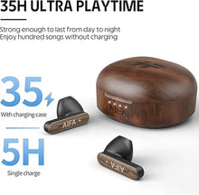 Load image into Gallery viewer, AIFA Wireless Earbuds Bluetooth 5.3 Headphones, Wooden Wireless Earphones 35 Hrs Playtime with Wireless Charging Case with Noise Cancelling Mic for Calls for TV Smart Phone Laptop Computer Sports
