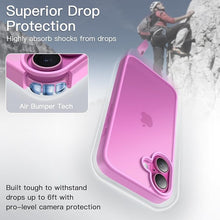 Load image into Gallery viewer, JETech Matte Case for iPhone 16 6.1-Inch, Shockproof Military Grade Drop Protection, Frosted Translucent Back Phone Cover, Anti-Fingerprint (Pink Back)
