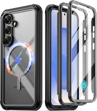 Load image into Gallery viewer, Poetic Guardian MagPro Case for Galaxy S25+ Plus 6.7" (2025), [20FT Mil-Grade Drop Tested] Built-in Screen Protector [Work with Fingerprint ID] Full Body Shockproof Rugged Clear Case, Black/Clear
