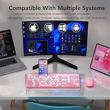 Load image into Gallery viewer, Bluetooth Keyboard and Mouse Wireless,Multi-Device Rechargeable Keyboard and Mouse Combo with Phone Holder (Bluetooth 5.0+3.0+2.4GHz) Quiet Ergonomic Compatible with Mac/Windows/iOS/Android (pink)
