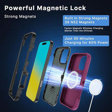 Load image into Gallery viewer, M MYBAT PRO Maverick Series iPhone 16 Pro 6.3 Case with Belt Clip Holster,[Compatible with Magsafe] w/Screen Protector,Anti-Drop,Shockproof,with 360°Rotating Kickstand,Heavy Duty Protection Plum
