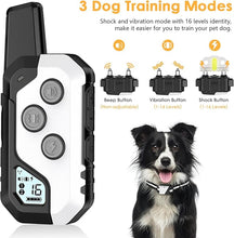 Load image into Gallery viewer, Dog Shock Collar, IP67 Waterproof Dog Training Collar with Remote, 3 Training Modes, Shock, Vibration and Beep, Rechargeable Electric Shock Collar for Large Medium Small Dog
