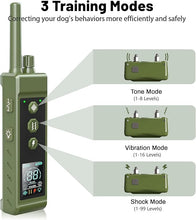 Load image into Gallery viewer, Shock Collar for Dogs - 4265ft Waterproof Training Collar with Flashing Light for Small Medium Large Dogs with Rechargeable Remote, Beep (1-8), Vibration(1-16), Safe Shock(1-99) (Green)
