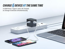 Load image into Gallery viewer, EPICKA Universal Travel Adapter One International Wall Charger AC Plug Adaptor with 5.6A Smart Power and 3.0A USB Type-C for USA EU UK AUS (TA-105, Space Gray)
