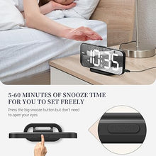 Load image into Gallery viewer, Digital Alarm Clock for Bedroom,6.7" LED Clock Mirror Surface with 2 USB Charger Port,Adjustable Brightness,Dual Alarm,Snooze,12/24H/Large Display Clock for Room Decor(Black)
