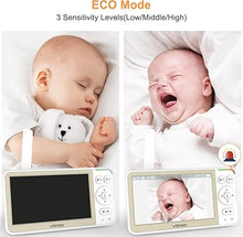 Load image into Gallery viewer, 5&#39;&#39; Screen Video Baby Monitor with Camera and Audio, 32-Hour Battery, Baby Monitor No WiFi Remote Pan-Tilt-Zoom VOX, Two-Way Talk Night Vision Temperature Display Alarm 8 Lullabies and 1000ft
