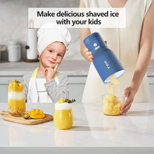 Load image into Gallery viewer, TER Shaved Ice Machine &amp; Juice Blender 2 in 1, Snow Cone Machine Ice Shaver Machine, Portable Blender for Shakes and Smoothies, Cordless Electric, Rechargeable, BPA Free, Blue
